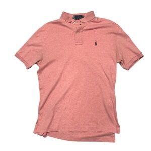 Vintage Polo Ralph Lauren Mens Polo Shirt Sz M Coral Heathered Short Sleeve Pony